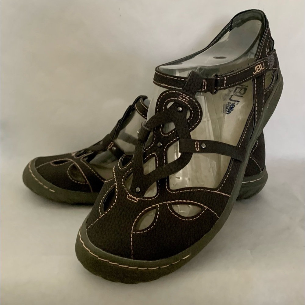 JBU by Jambu ‘Sydney’ Gray Vegan Leather Shoes Memory Foam Velcro Straps Sz 7.5